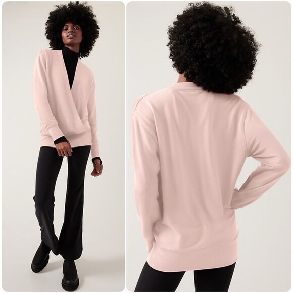Athleta Tops - Athleta Purana V-Neck Wrap Sweatshirt in Orchid Pink | Medium